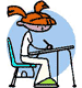 student writing
